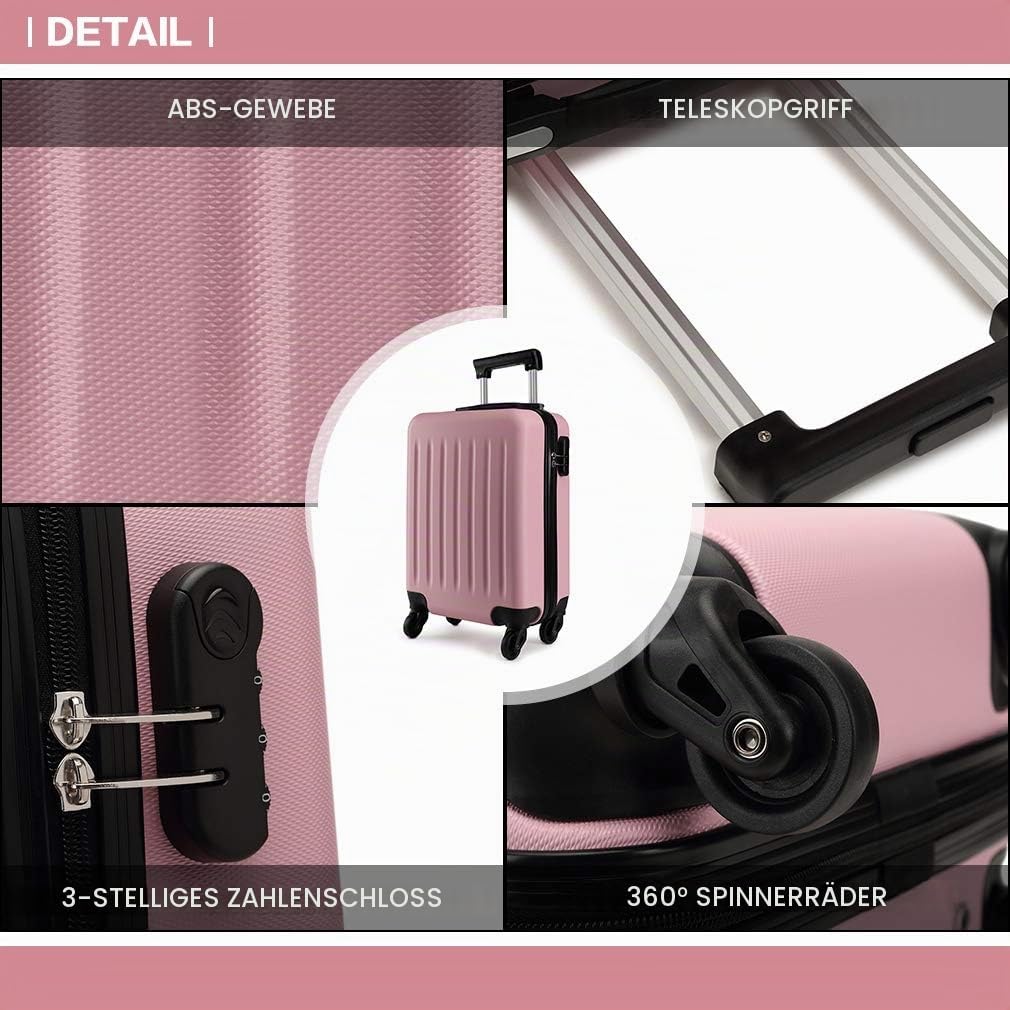 KONO Koffer Reisekoffer Gross Trolley Hartschale ABS Gepäck 4 Rollen Spinner Rollenkoffer (Pink, Gro