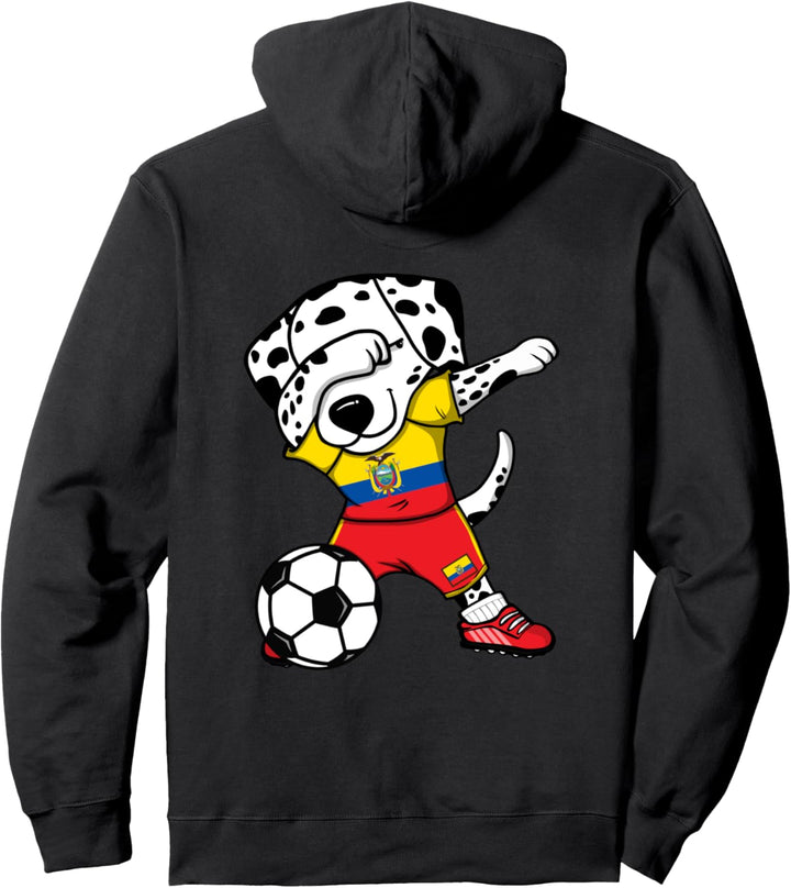 Dabbing Dalmatiner Ecuador Fussball Ecuadoreanische Flagge Pullover Hoodie