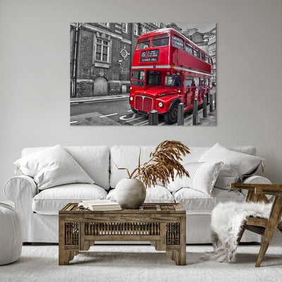 Bilder auf Leinwand 100x70cm Leinwandbild Bus Denkmal London Geschichte Gross Wanddeko Bild Schlafzi