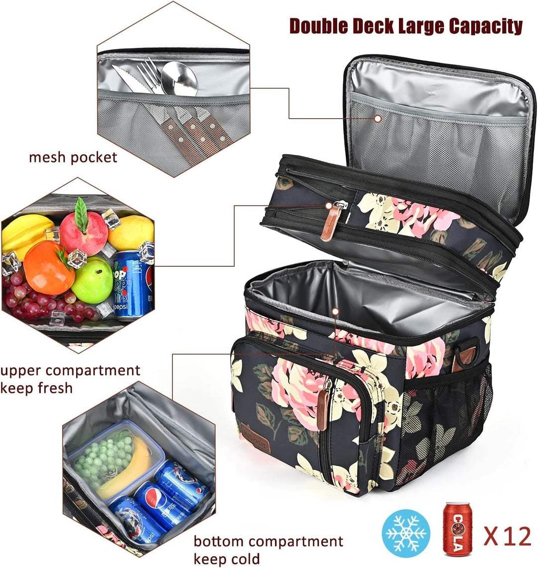 MIYCOO Kühltasche Lunchtasche für Männer und Frauen - Doppeldecker Lunchtasche, Mittagessen Tasche -