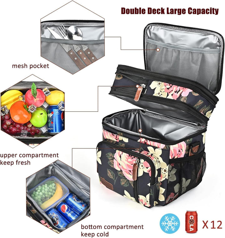 MIYCOO Kühltasche Lunchtasche für Männer und Frauen - Doppeldecker Lunchtasche, Mittagessen Tasche -