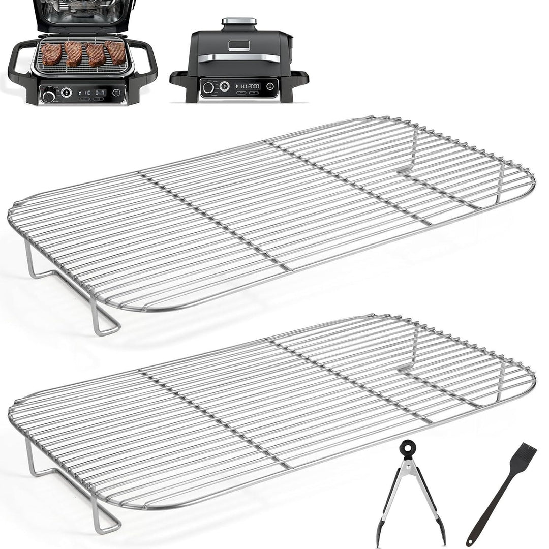 2 Stück Grillrost Edelstahl für Ninja Grill Woodfire OG701EU zum Räuchern grosser Fleischstücke, Ros