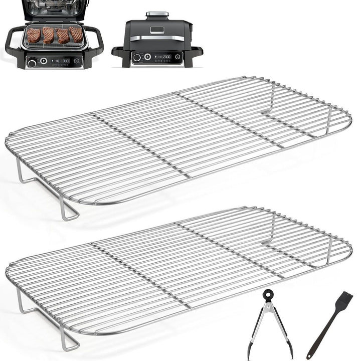 2 Stück Grillrost Edelstahl für Ninja Grill Woodfire OG701EU zum Räuchern grosser Fleischstücke, Ros