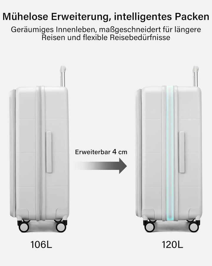 Hanke Koffer Gross Erweiterbarer Hartschalenkoffer Gross Leichter Frontöffnung Koffer mit TSA-Schlos