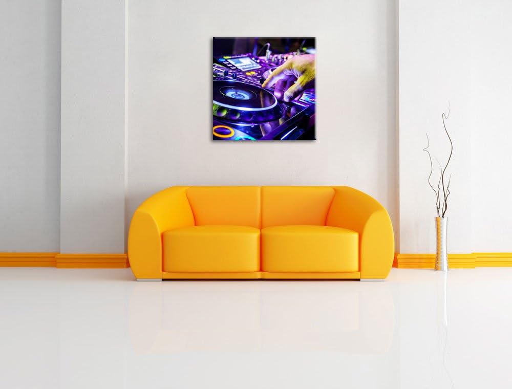 Pixxprint DJ Plattenteller Cool Music, Format: 70x70 auf Leinwand, 70x70