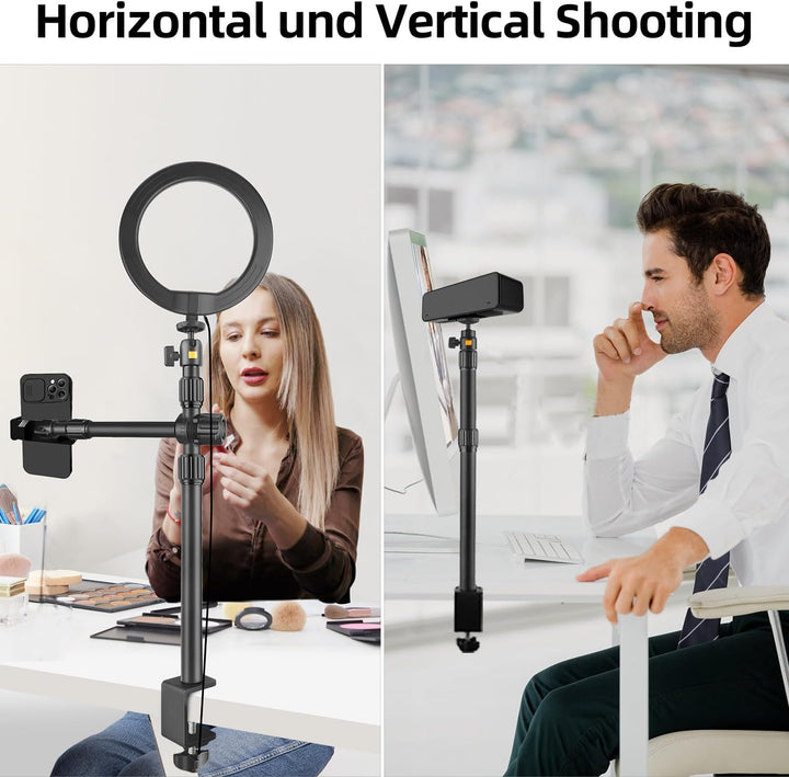 OS03 Tischstativ Kamera, 37-83cm Einstellbar Overhead Stativ Webcam, Kamera Tischhalterung mit Boom