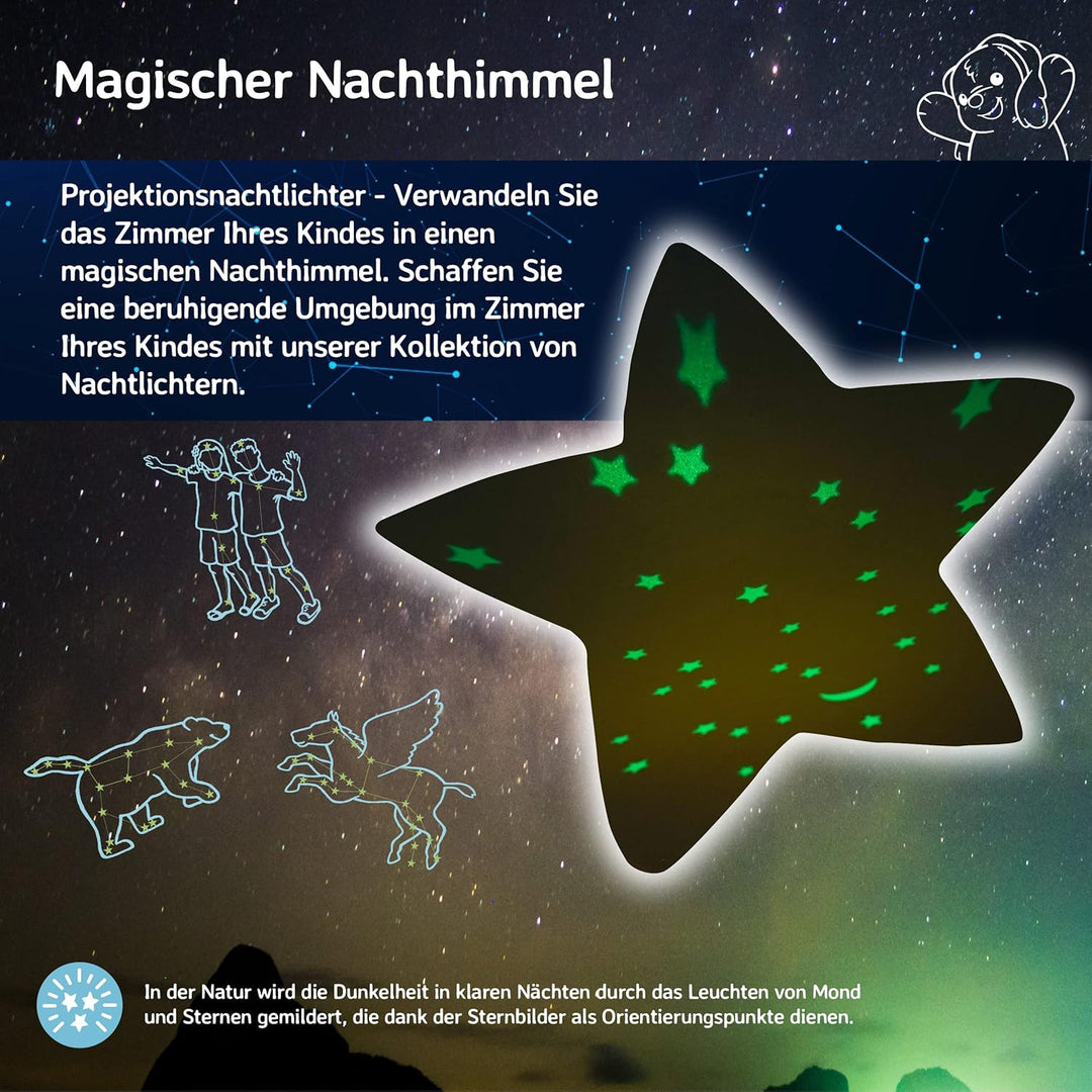 Cloud b Nachtlicht Sternenprojektor Beruhigendes Nachtlicht für Kinder | Tier-Nachtlicht mit 3 beruh