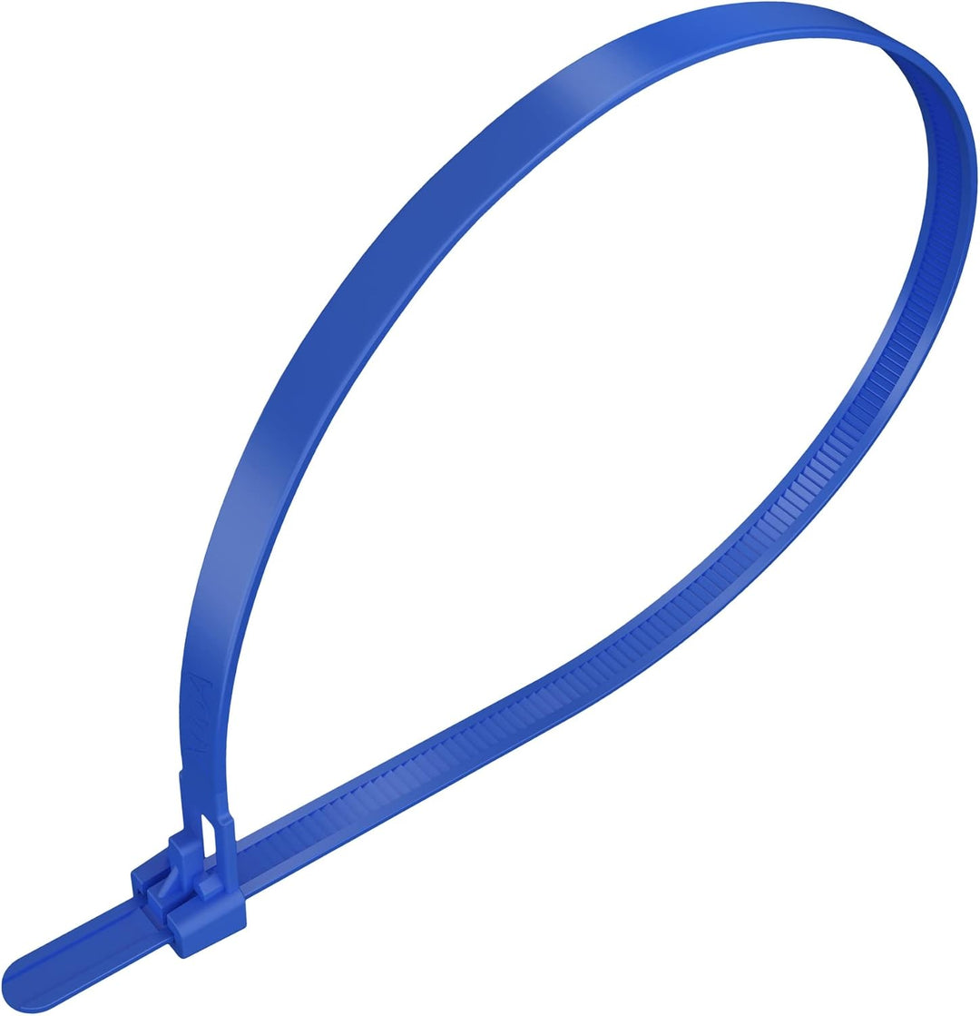 intervisio Kabelbinder Wiederverschliessbar, 540mm x 7,6mm, blau, Extra Lang, 100 Stück, Wiederlösba