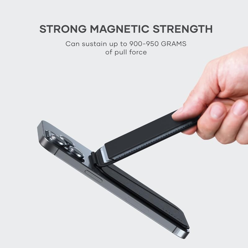 SATECHI Magsafe Wallet und Double Flap Stand mit Magnetfunktion, iPhone Wallet mit 4 Kartenfächern,