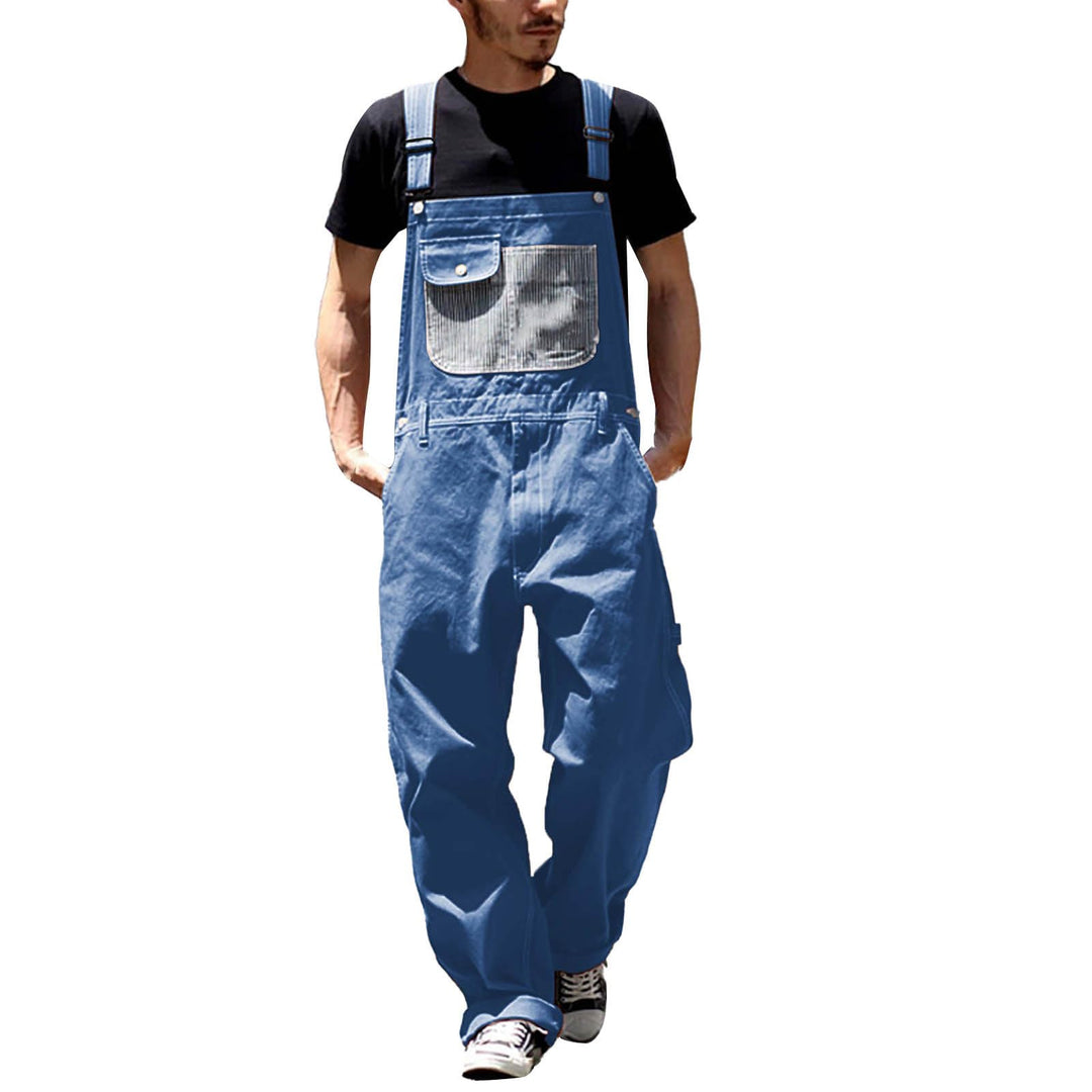 Herren Denim Latzhose Overalls Jeanshose Männer Cargo Jeans Retro Jumpsuit Arbeitshose Blau Arbeitsl