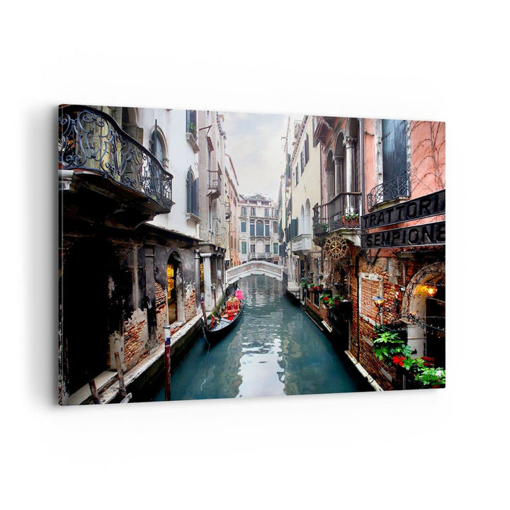 Bilder auf Leinwand 100x70cm Leinwandbild Boot Brücke Tourismus Venedig Gross Wanddeko Bild Schlafzi