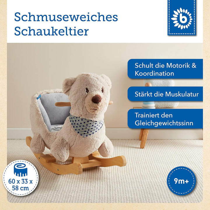 Bieco Plüsch Schaukeltier Bär Creme 62x30x48cm | Schaukelpferd Baby | Schaukeltier Baby | Kinderscha