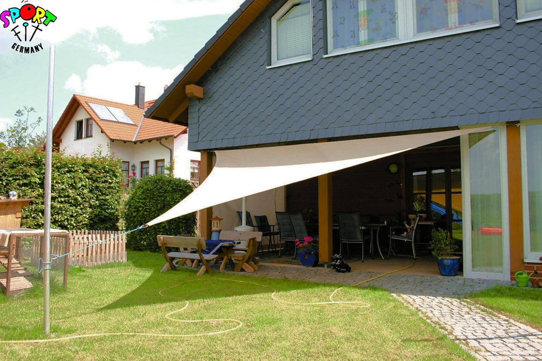 Sonnensegel Stahlmast-Set 2,5m hoch, 5tlg. Mast Segel Silber Mast-Set (4-teilig), Silber Mast-Set (4