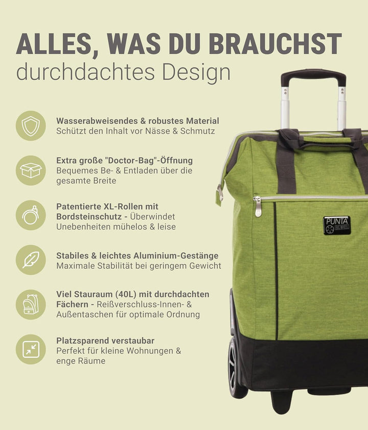 Punta® Einkaufstrolley Big Wheel 40L | grosser & Stabiler Einkaufsroller mit XL-Rädern | leise & lei