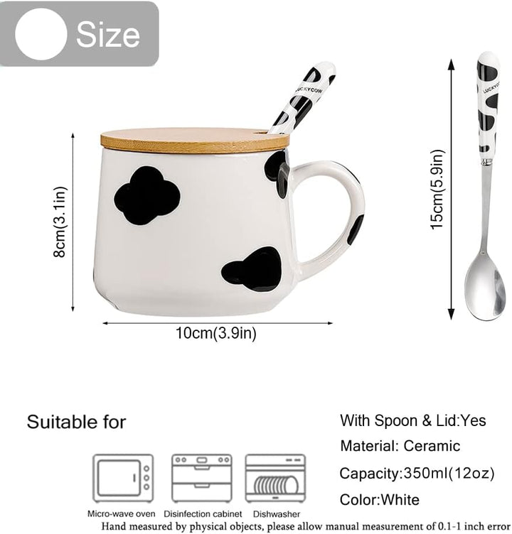Süsse Sachen Keramik kuh Kaffeetasse Teetasse Mit Deckel Löffel Lustige Geschenke für Frauen Kaffeeb