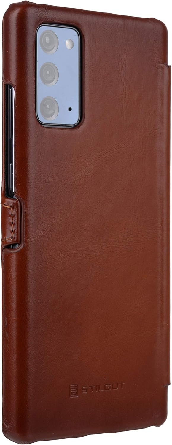 STILGUT Book Case kompatibel mit Samsung Galaxy Note 20 Hülle aus Leder mit Clip-Verschluss, Lederhü