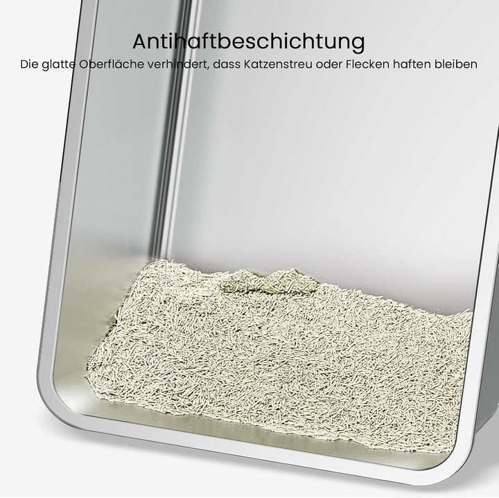 PTLOM Edelstahl Katzenklo, Grosse Katzentoilette aus Metall, Spritzwassergeschützt, Geruchsfrei und