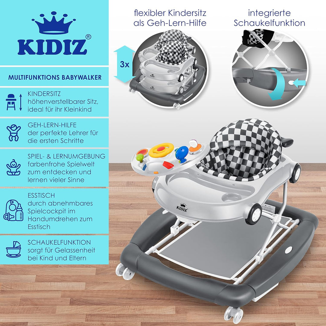 KIDIZ® 4in1 Lauflernhilfe Babywalker Spiel- und Lauflernwagen Gehfrei - Schaukelfunktion Babywippe m