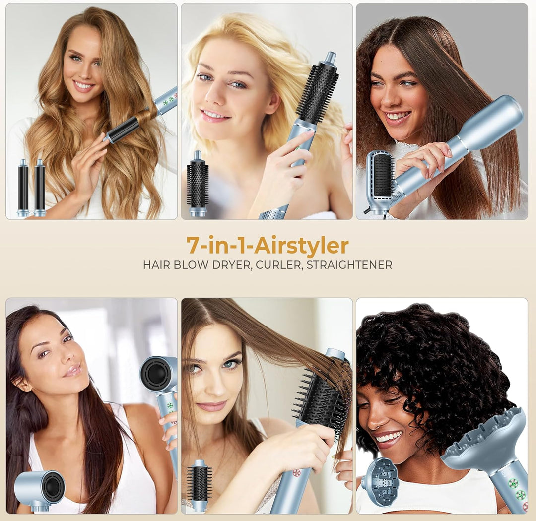 OKWRAP Airstyler, Hair Styler Set 7 in 1 With 110000 U/Min Hochtouriger Motor Haartrockner Warmluftb
