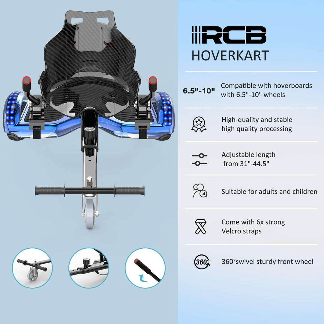 RCB Hoverboards mit Sitz Hoverkart komplett für Kinder, Skateboard mit Set, Hoverboards mit LED Lich
