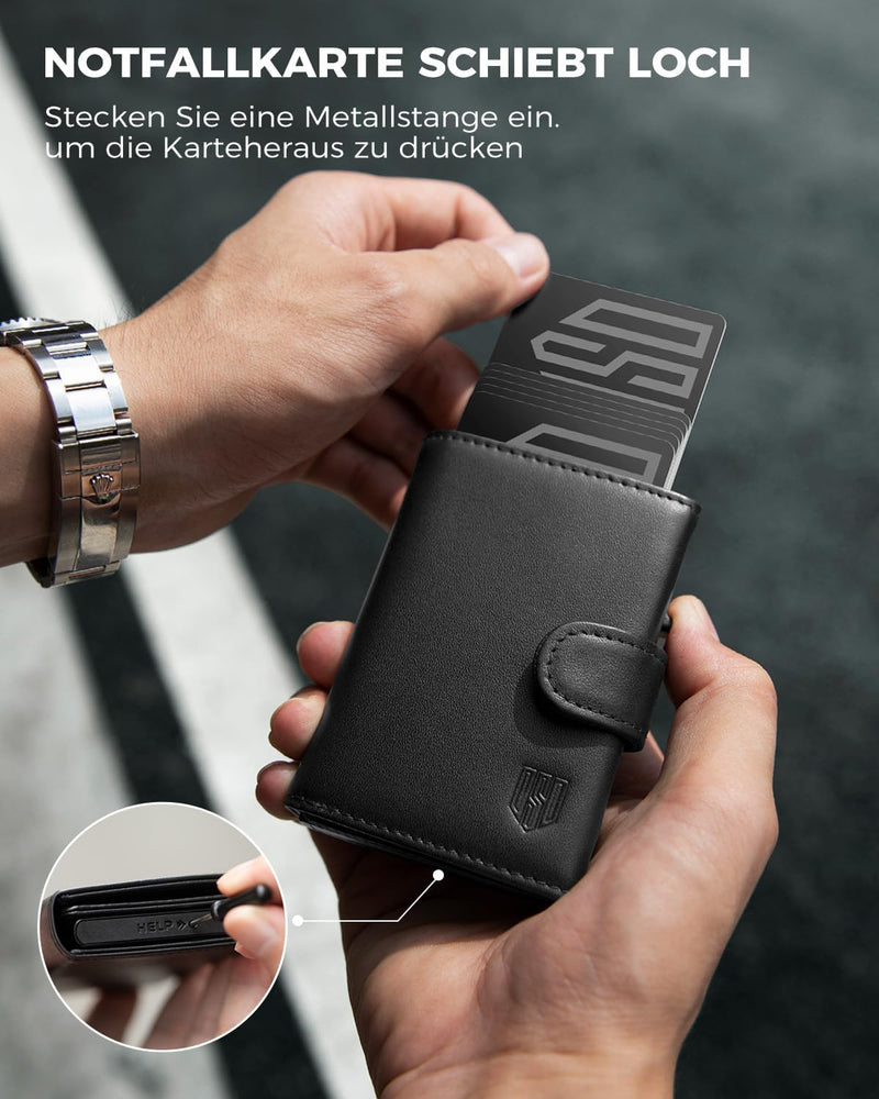 DODENSHA Kreditkartenetui geldbörse Herren | RFID-Kreditkartenetui mit Münzfach | Automatisches Pop-