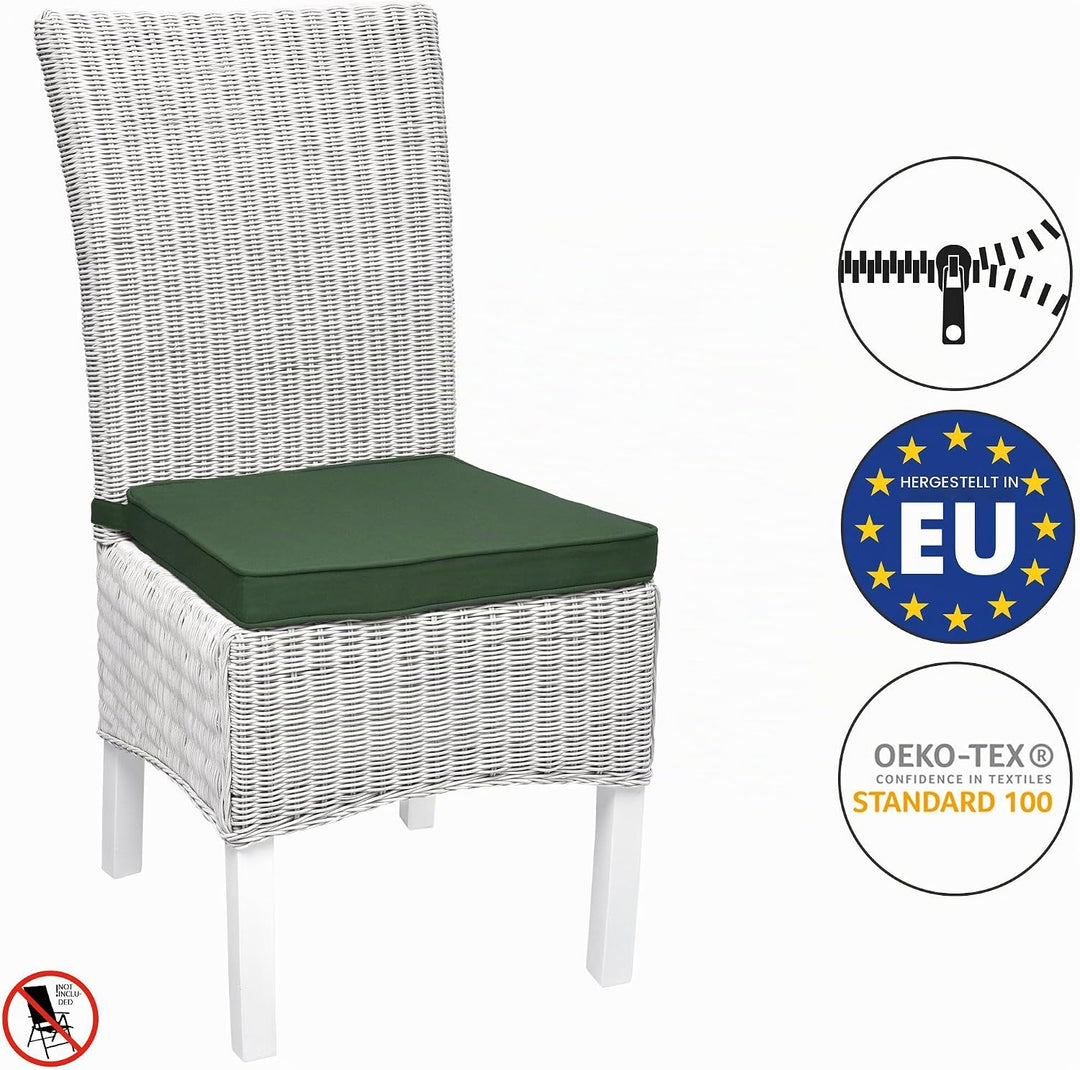 Beautissu Loft SK Stuhlkissen 45x40 cm Grün - 4er Set Stuhlpolster mit Bändern Sitzkissen für Stühle