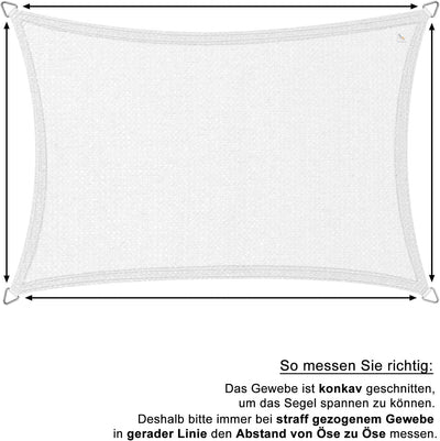 hanSe Sonnensegel rechteckig, Segeltuch Rechteck, 2x4 m in Graphit, aus HDPE Gewebe, wetterbeständig