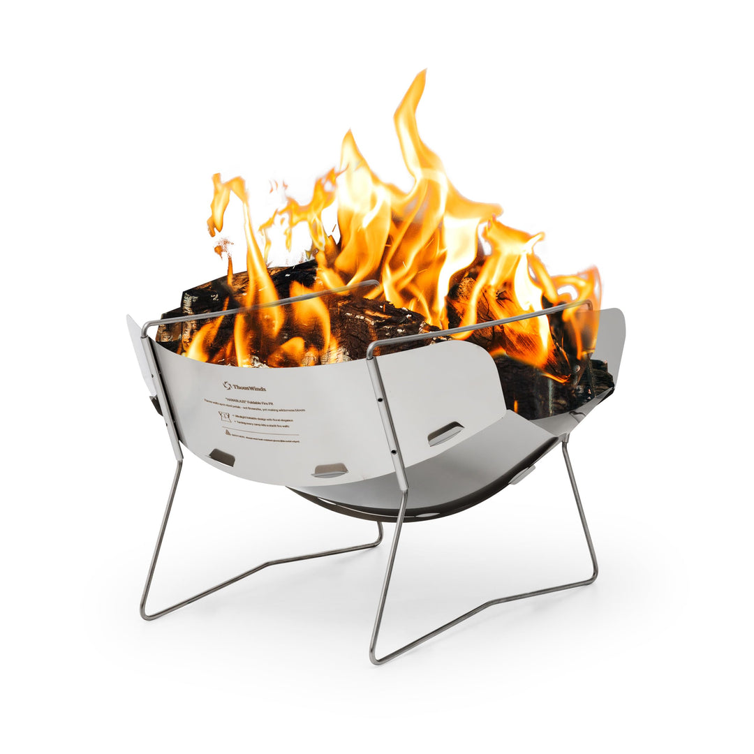 Thous Winds Faltbare Feuerschale Outdoor, mit Grillrost und Aufbewahrungstasche, Ultraleicht, Tragba