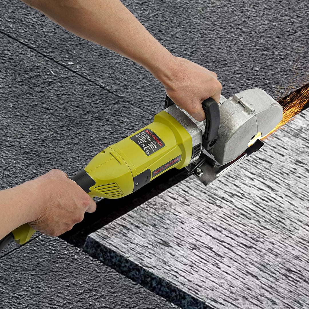 Schlitzmaschine, Mauernutfräse mit 5 Sägeblätter Werkzeugkoffer Wasserpumpe für Haushalt Industrie M