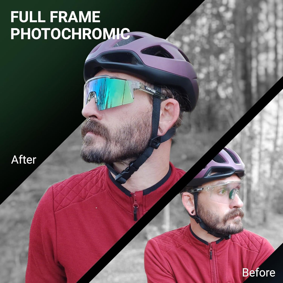 KAPVOE Photochromatische Selbsttönend Fahrradbrille TR90 Rahmen für Herren Damen Jungen Mädchen Klar