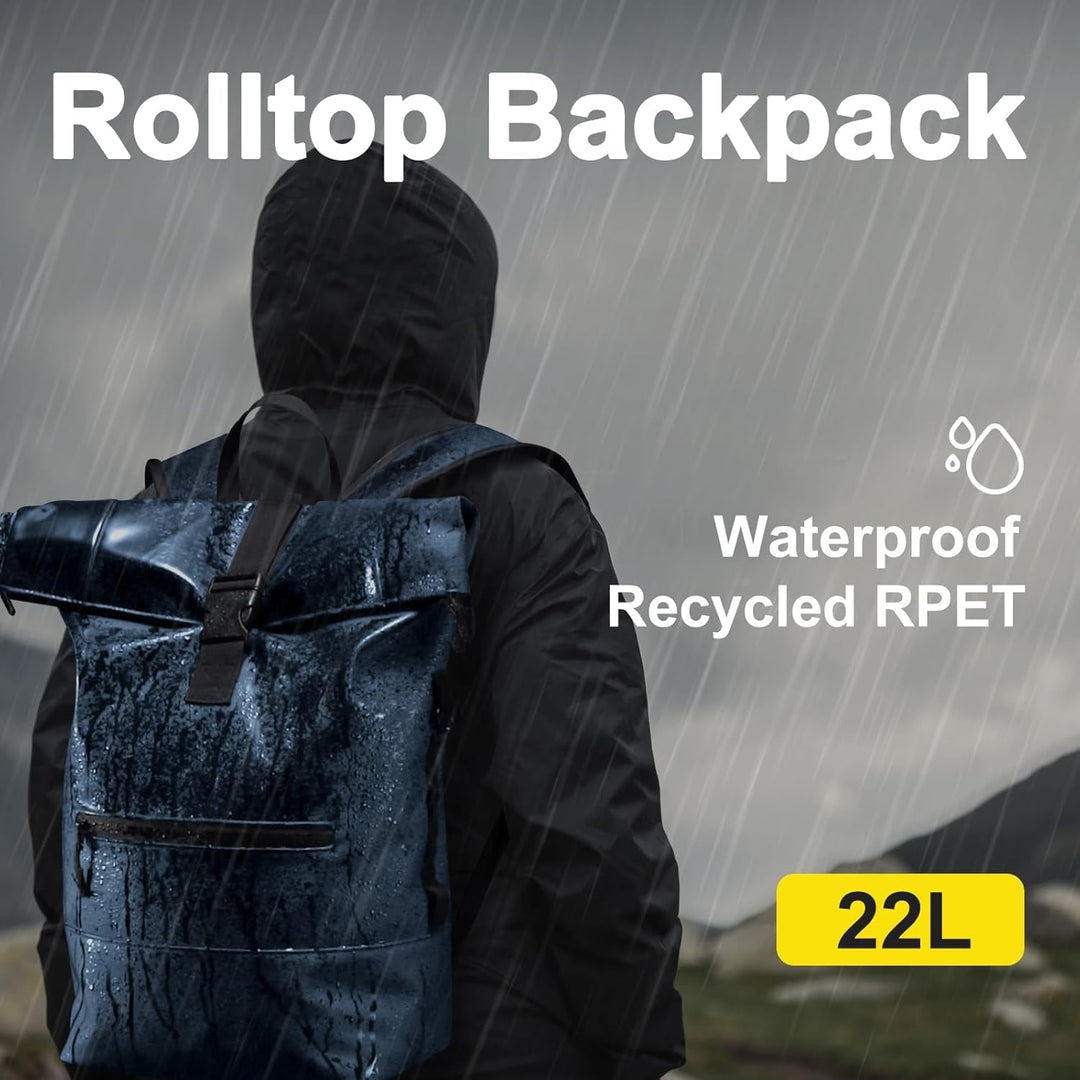 Rolltop Rucksack Herren Damen Wasserdicht Grosse Laptop Rucksack Reiserucksack mit Multifunktionale