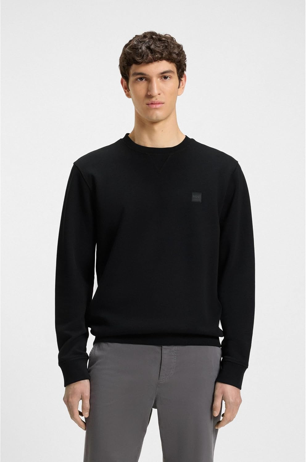 BOSS Herren Westart Relaxed-Fit Sweatshirt aus Baumwolle mit Logo-Aufnäher XS Black1, XS Black1