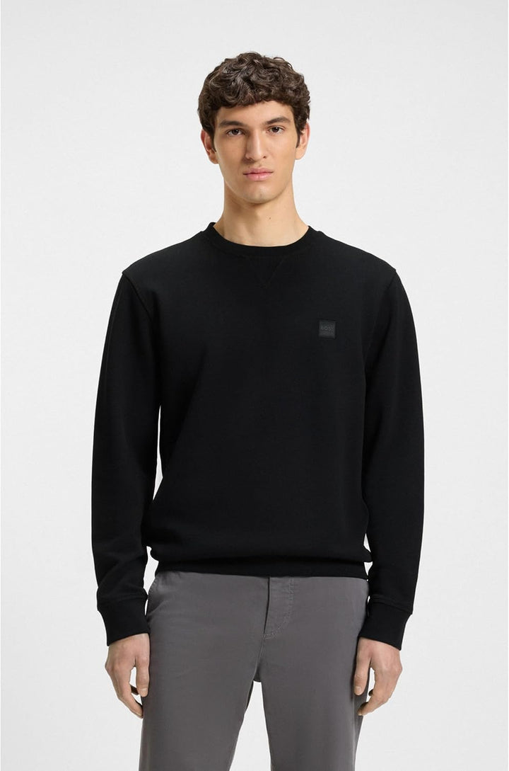 BOSS Herren Westart Relaxed-Fit Sweatshirt aus Baumwolle mit Logo-Aufnäher XS Black1, XS Black1