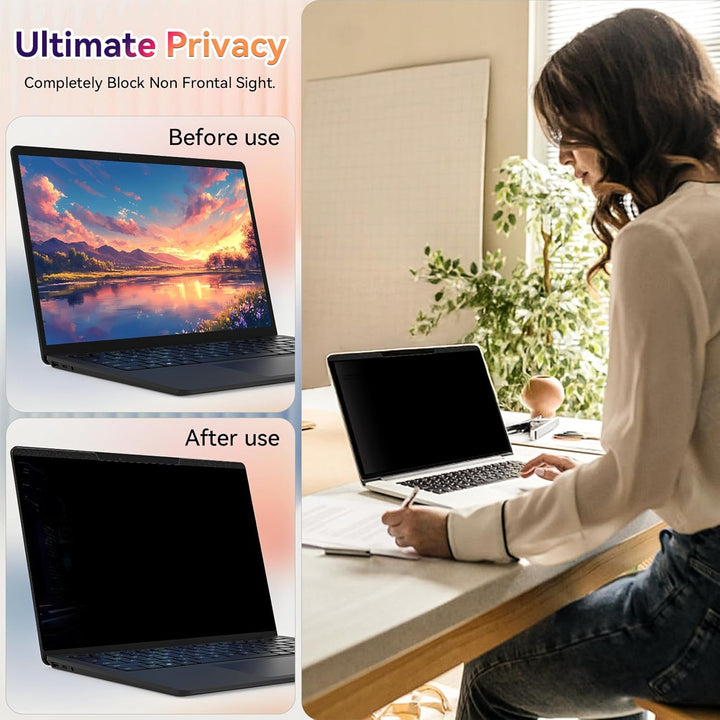 Magnetischer Laptop Sichtschutz für 13.3 Zoll Laptop 16:9, Abnehmbarer Sichtschutzfolie Anti Spy Bla