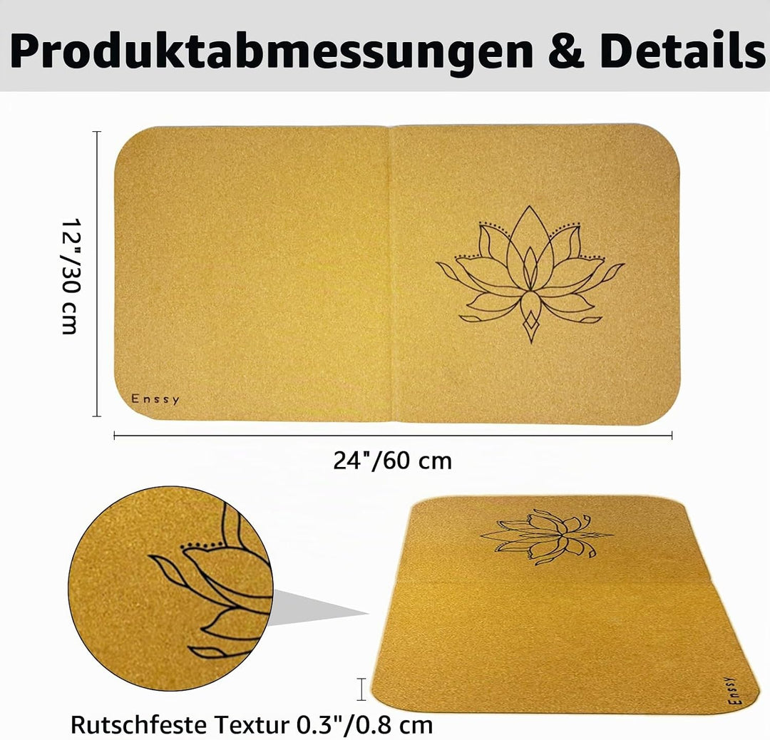 Kork Kniekissen Pad Matte, 8mm dick, faltbar, leicht, für Yoga, Übung, Gymnastik, Boden/Stuhl Schutz