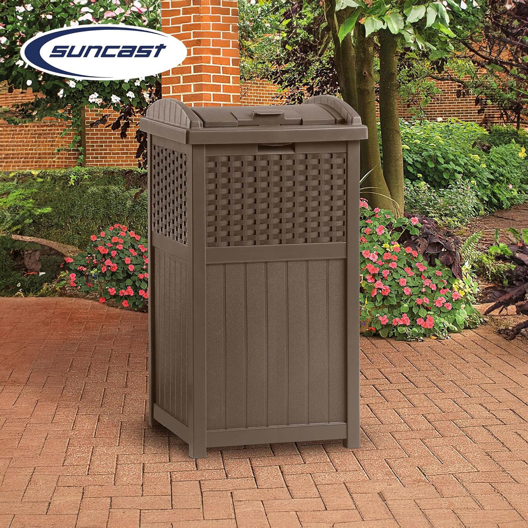 Suncast, 125-Liter gewerblicher Outdoor-Mülleimer mit Deckel für 114–125-Liter-Müllsäcke, geeignet f