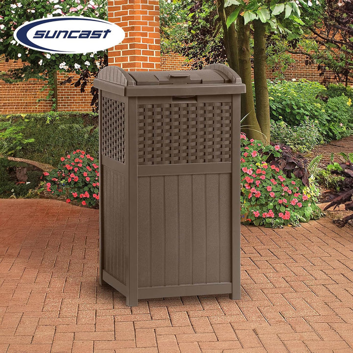 Suncast, 125-Liter gewerblicher Outdoor-Mülleimer mit Deckel für 114–125-Liter-Müllsäcke, geeignet f