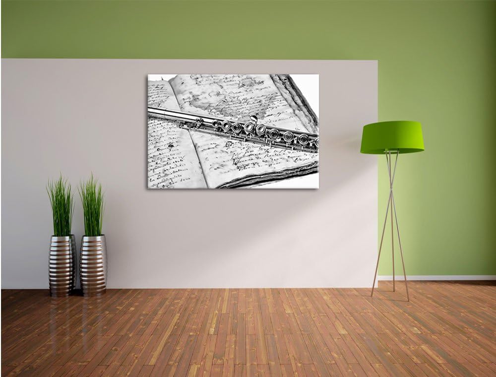 Monocrome, Querflöte, Format: 100x70 auf Leinwand, XXL riesige Bilder fertig gerahmt mit Keilrahmen,