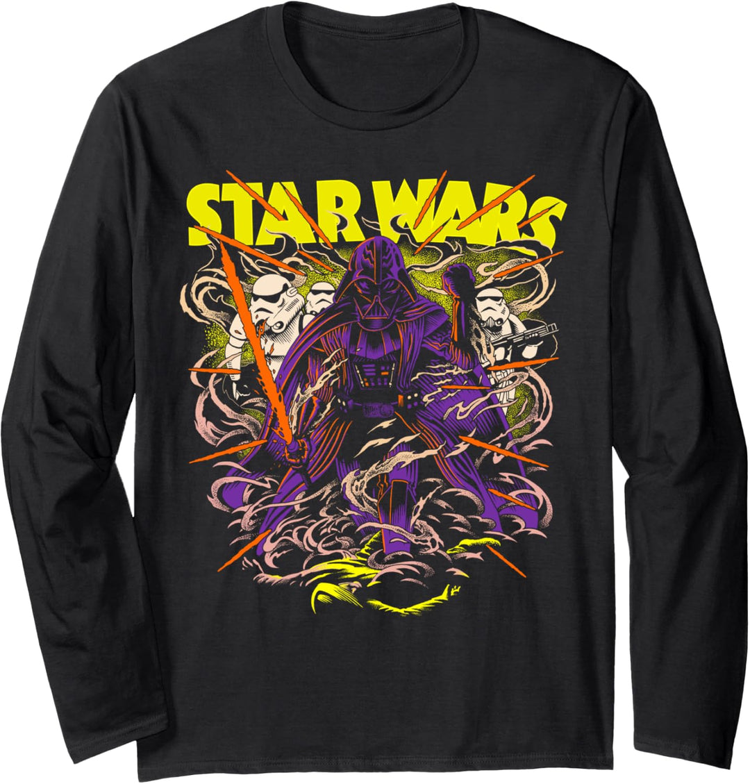 Star Wars Darth Vader Comic Book Style Portrait Langarmshirt