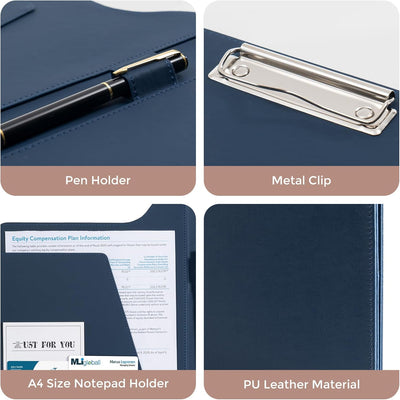 ProCase A4 Klemmbrettmappe, Aktenmappe aus PU-Leder, Klemmbrett A4 mit Deckel, Klemmbrettmappe mit D