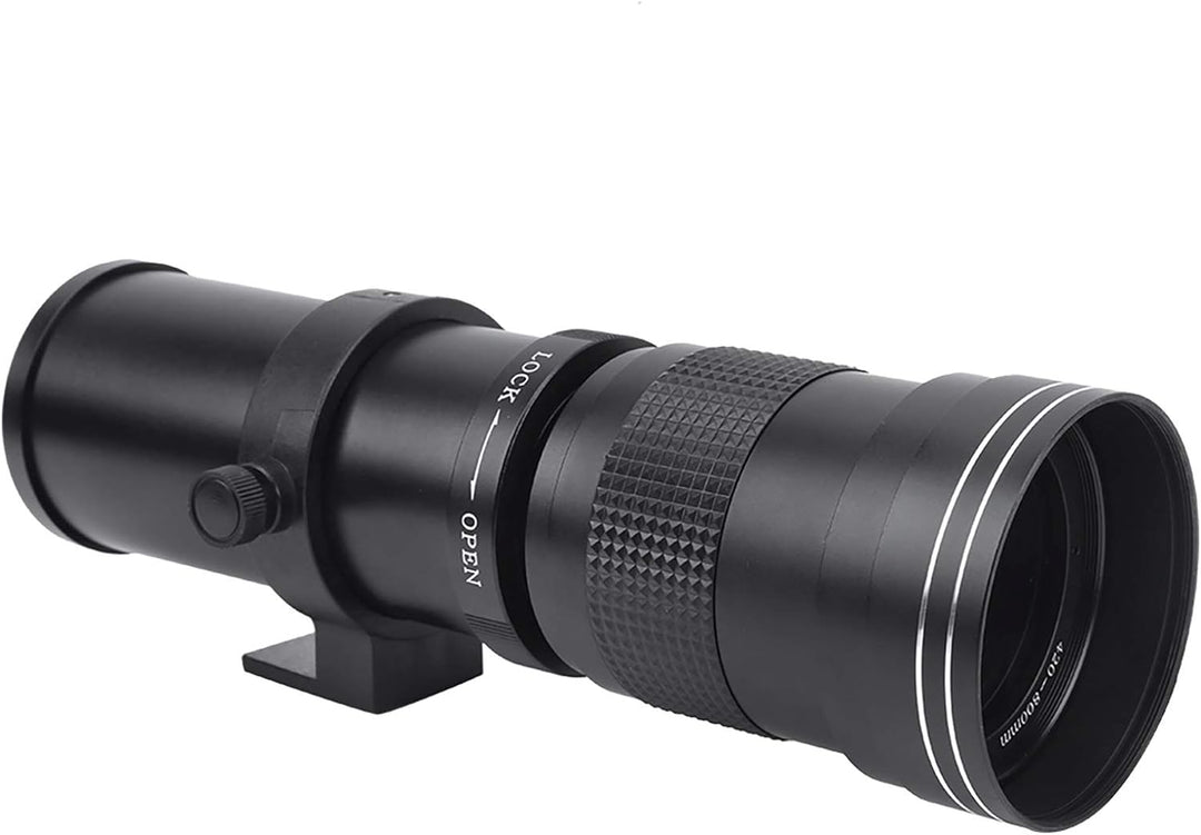DAUERHAFT 420-800mm Teleskopobjektiv, F8.3-16 Manueller Fokus Zoom-Teleobjektiv mit 2X Vergrösserung