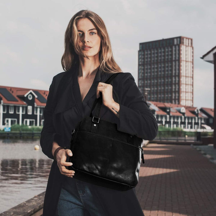 The Chesterfield Brand Ladies Bilbao - Handtasche Leder 30 cm Schwarz, Schwarz