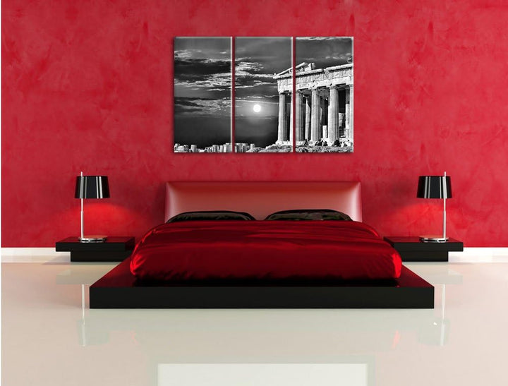 Pixxprint Tempel der Athene als Leinwandbild/Grösse: 3 Teilig (120x80) cm/Wandbild/Kunstdruck/fertig