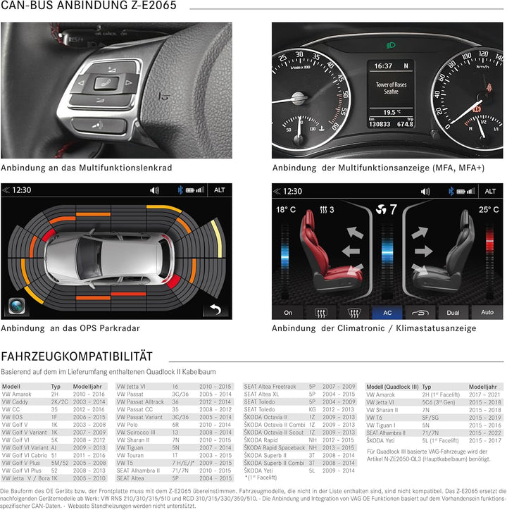 ZENEC Z-E2065 – Media Receiver/Autoradio kompatibel mit VW, Seat, Skoda, 9“ / 22,9 cm Touchscreen, M