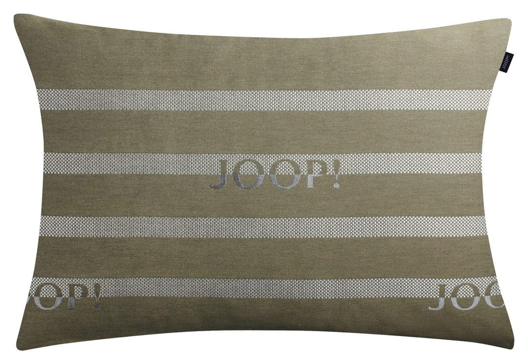 Joop! Kissenhülle Logo Stripes | 90 Oliv - 40 x 60