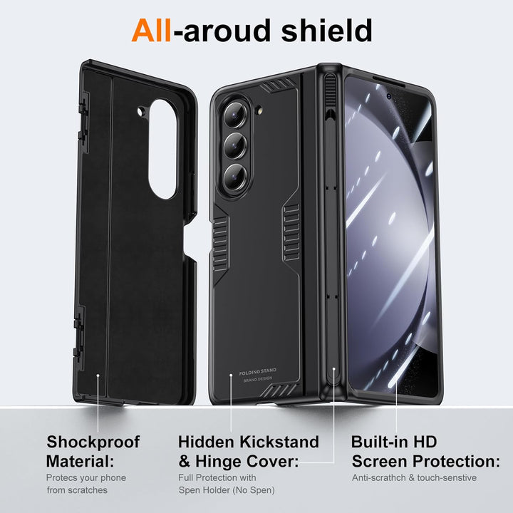 spoovcto für Samsung Galaxy Z Fold 5 Hülle mit Slim S Pen Stifthalter & Scharnierschutz, Integrierte