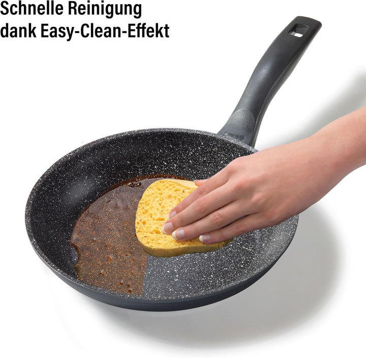 STONELINE Pfannenset 2 teilig, 20/26 cm, Antihaft beschichtete Pfanne mit echten Steinpartikeln, Pfa