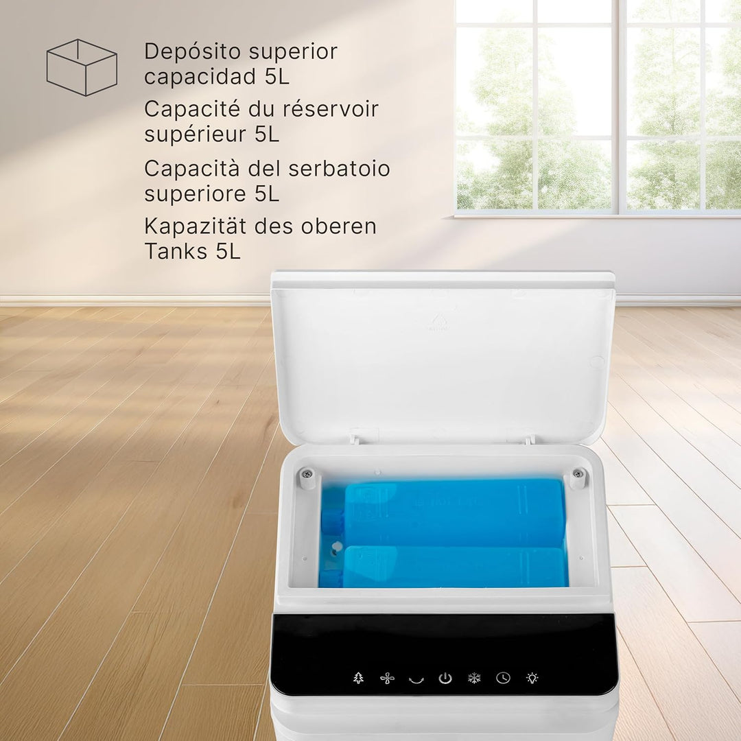 Ufesa Narvik Verdunstungskühler, 65W, Kühlfunktion und Ventilator, 3 Geschwindigkeiten, 3 Modi, Touc