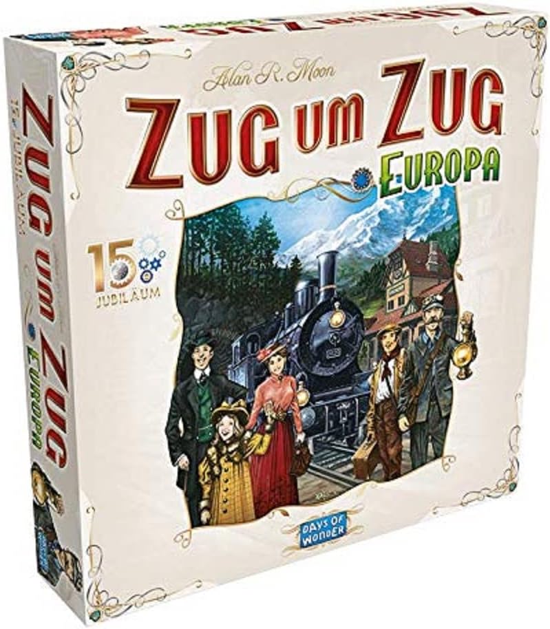 Days of Wonder | Zug um Zug – Europa 15. Jubiläum | Familienspiel | Brettspiel | 2-5 Spieler | Ab 8+