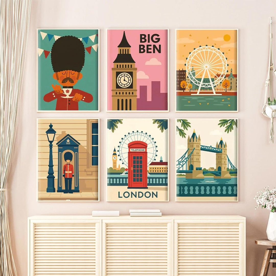 JATOK 6 Stück Malen Nach Zahlen Erwachsene, DIY Londoner Stadtbild für Anfänger, Handgemalt Ölgemäld